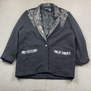 Vintage I.B. Diffusion Sweater Womens‎ Large Cardigan Button Up Wool PVC Floral